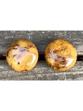 Vintage Mississippi Mud Marbled Bakelite Button Earrings Clip On ***TESTED***